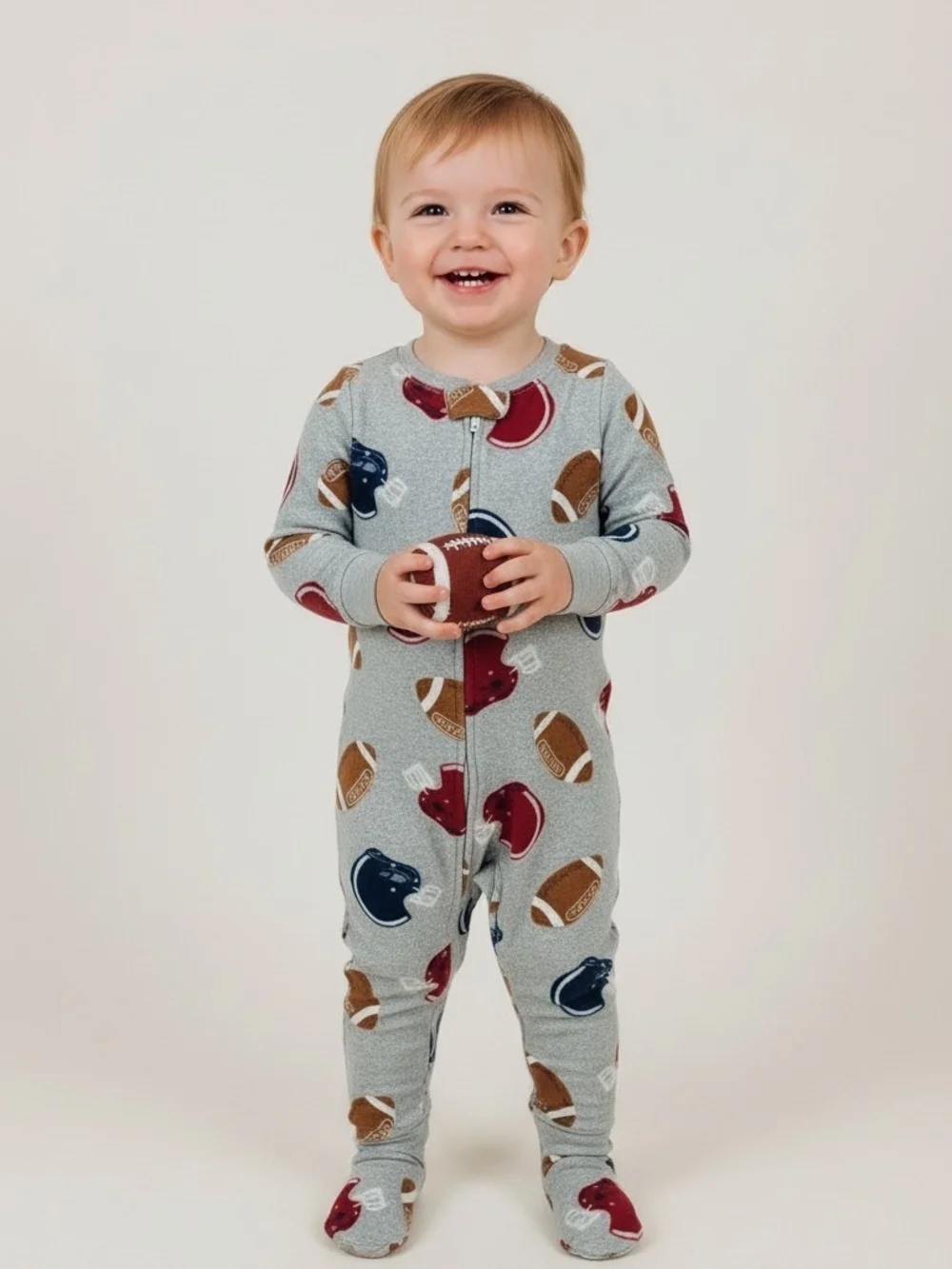 Carter's Footed Pajamas With Zipper. Football Themed Size 2T